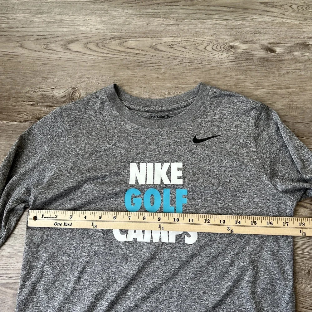 Nike Golf Camps Performance T Shirt Boys L Gray Long Sleeve